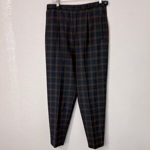 VTG Pendleton Wool Plaid Blue Green Pants 14 Petite